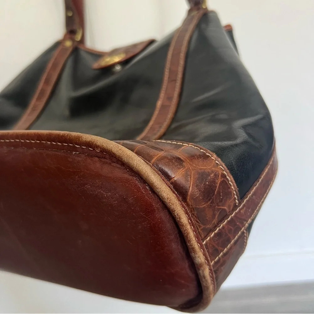 Vintage Brahmin brown & black purse tote leather - Picture 3 of 13